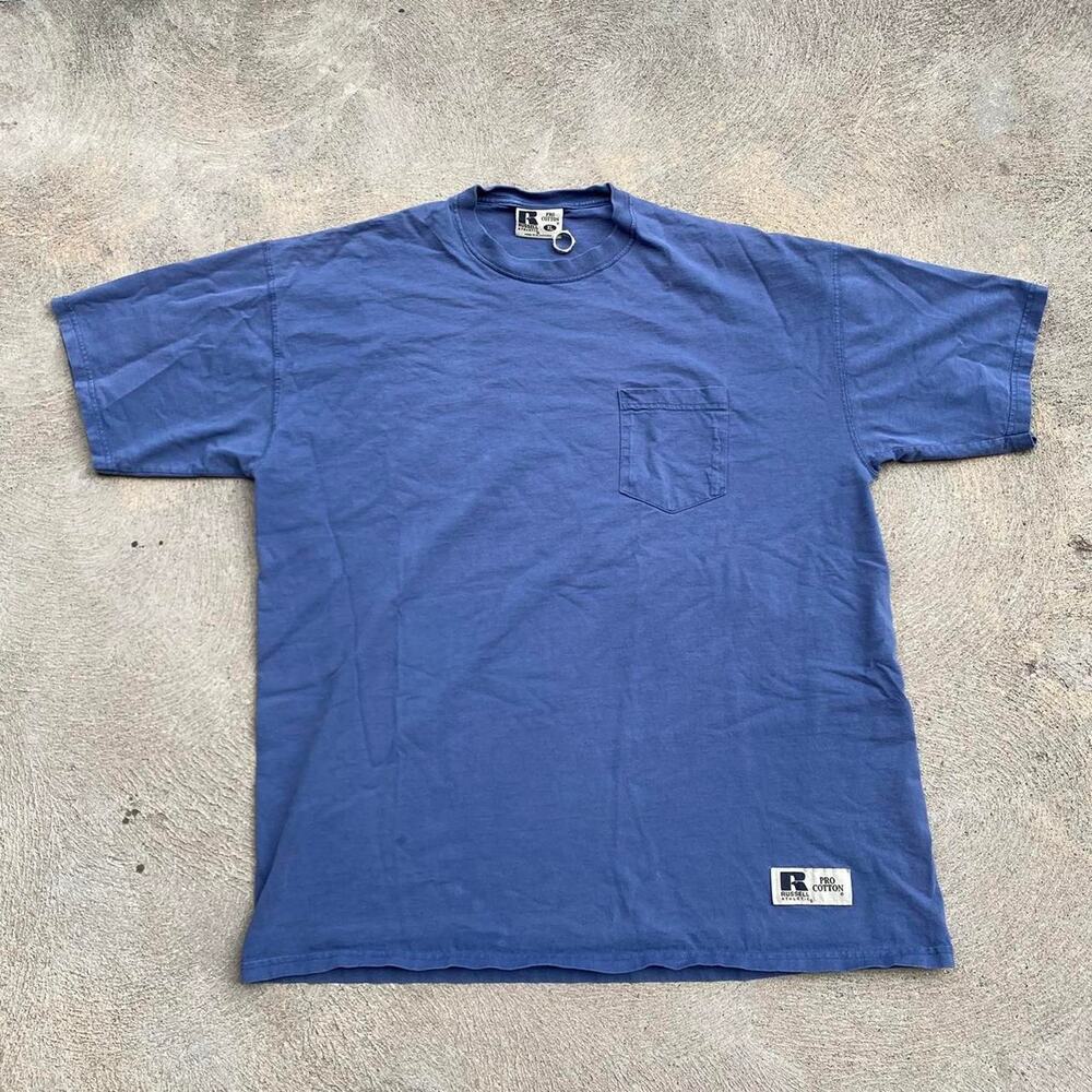 Blue Russell Athletic Pocket T Shirt